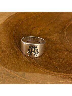 RETIRED James Avery Alpha and Omega Wide Ring, Size 8.5, Sterling Silver